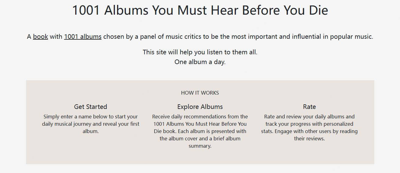 1001 albums generator random album generator