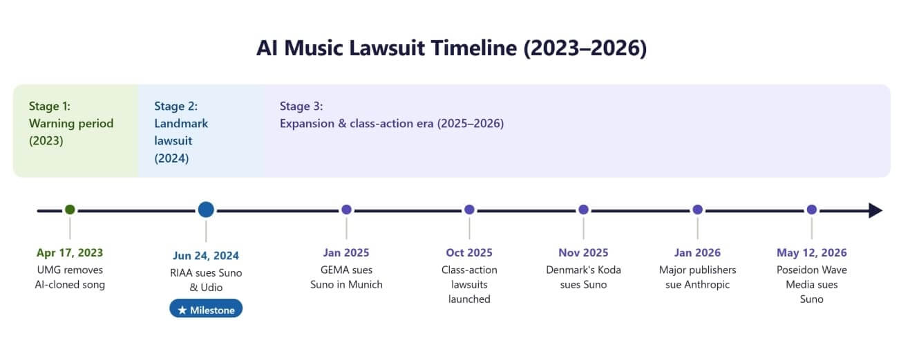 ai music lawsuit timeline