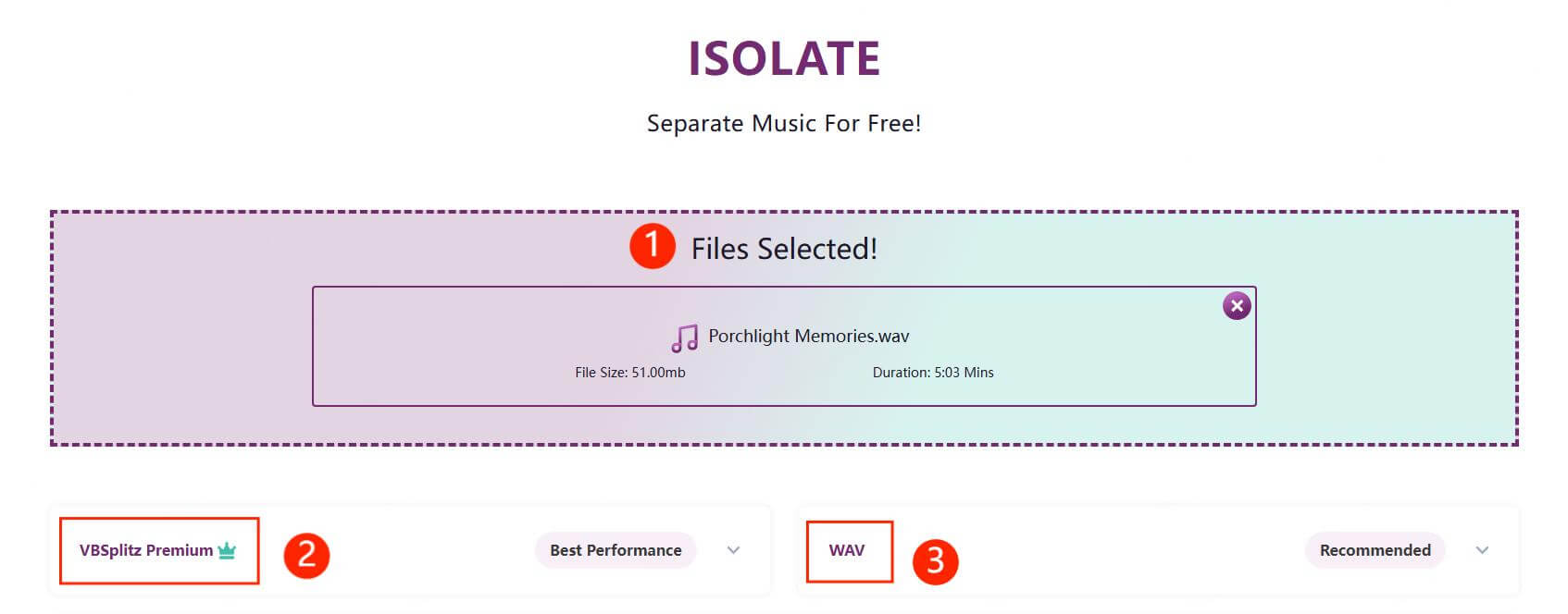 audiostrip isolate vocals upload