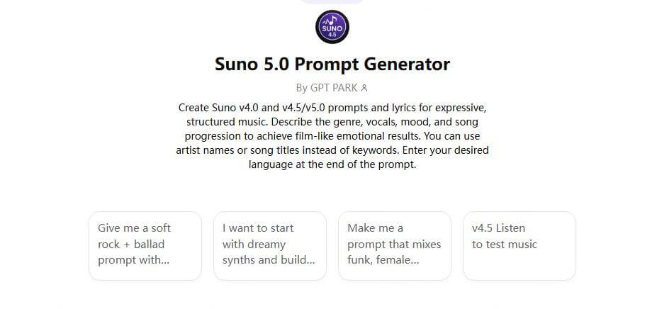chatgpt suno prompt generator