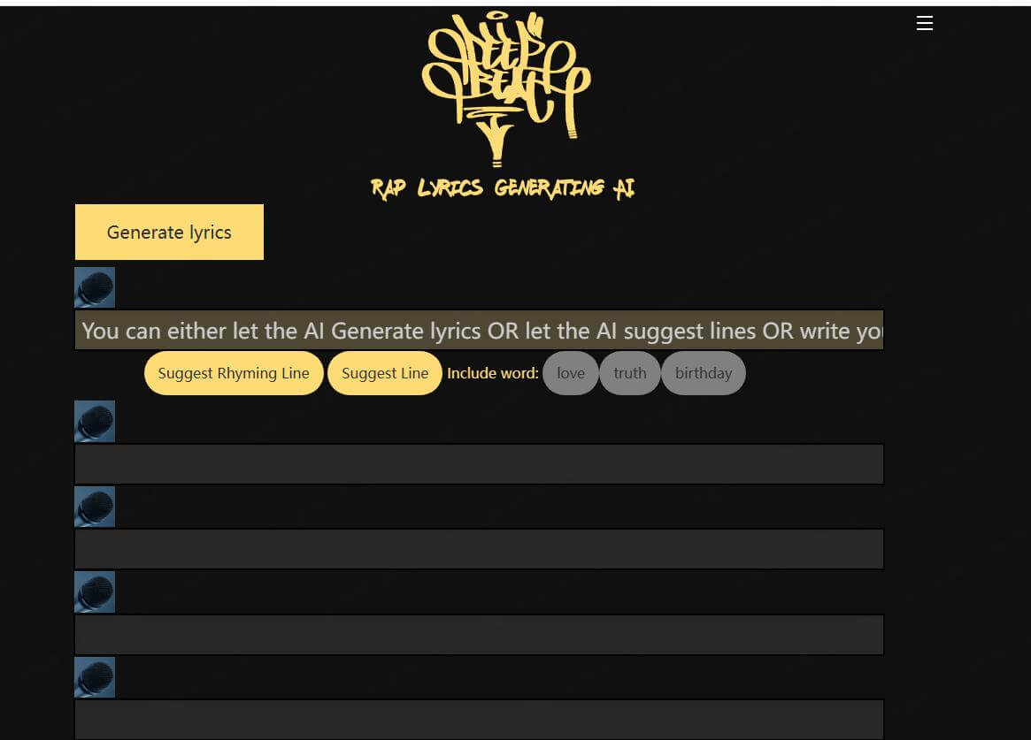 deepbeat ai rap lyrics generator