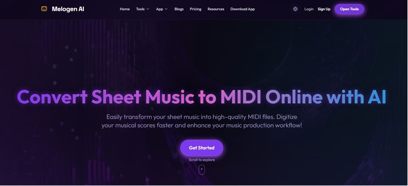 melogenai sheet to midi