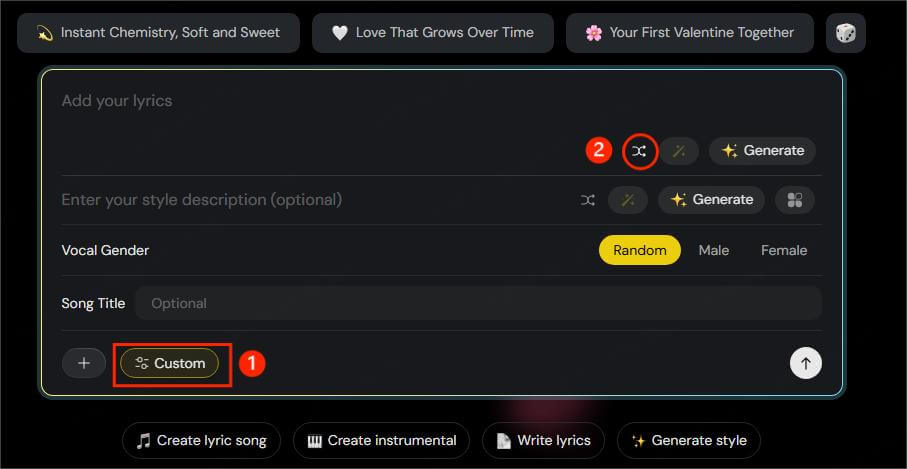 random lyrics select