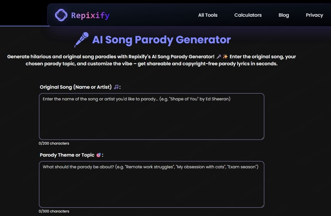repixify ai parody song generator