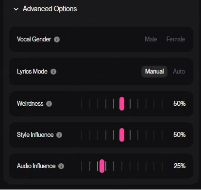 suno ai mashup maker adjust advancedoptions