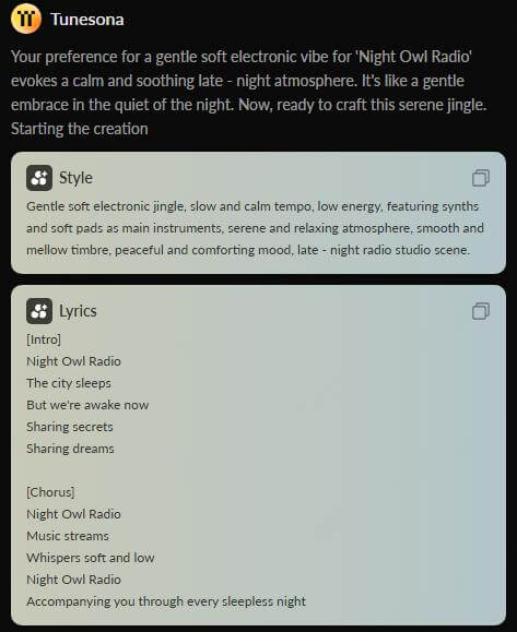 tunesona ai jingle generator lyrics and style