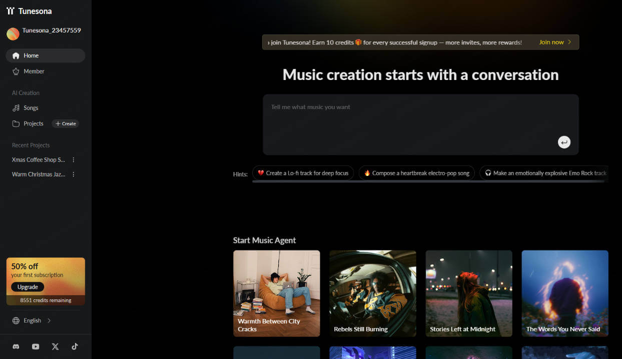 tunesona ai music agent