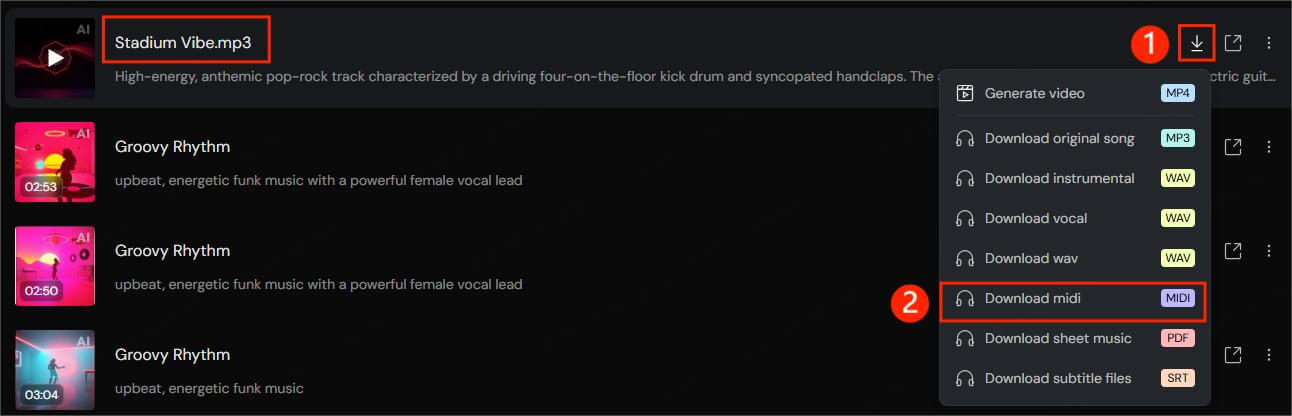 tunesona audio to midi export