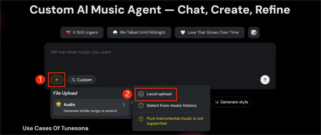 tunesona audio to midi upload