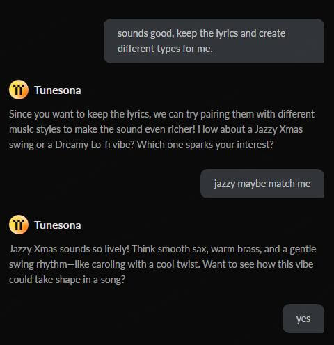 tunesona change music genres input request