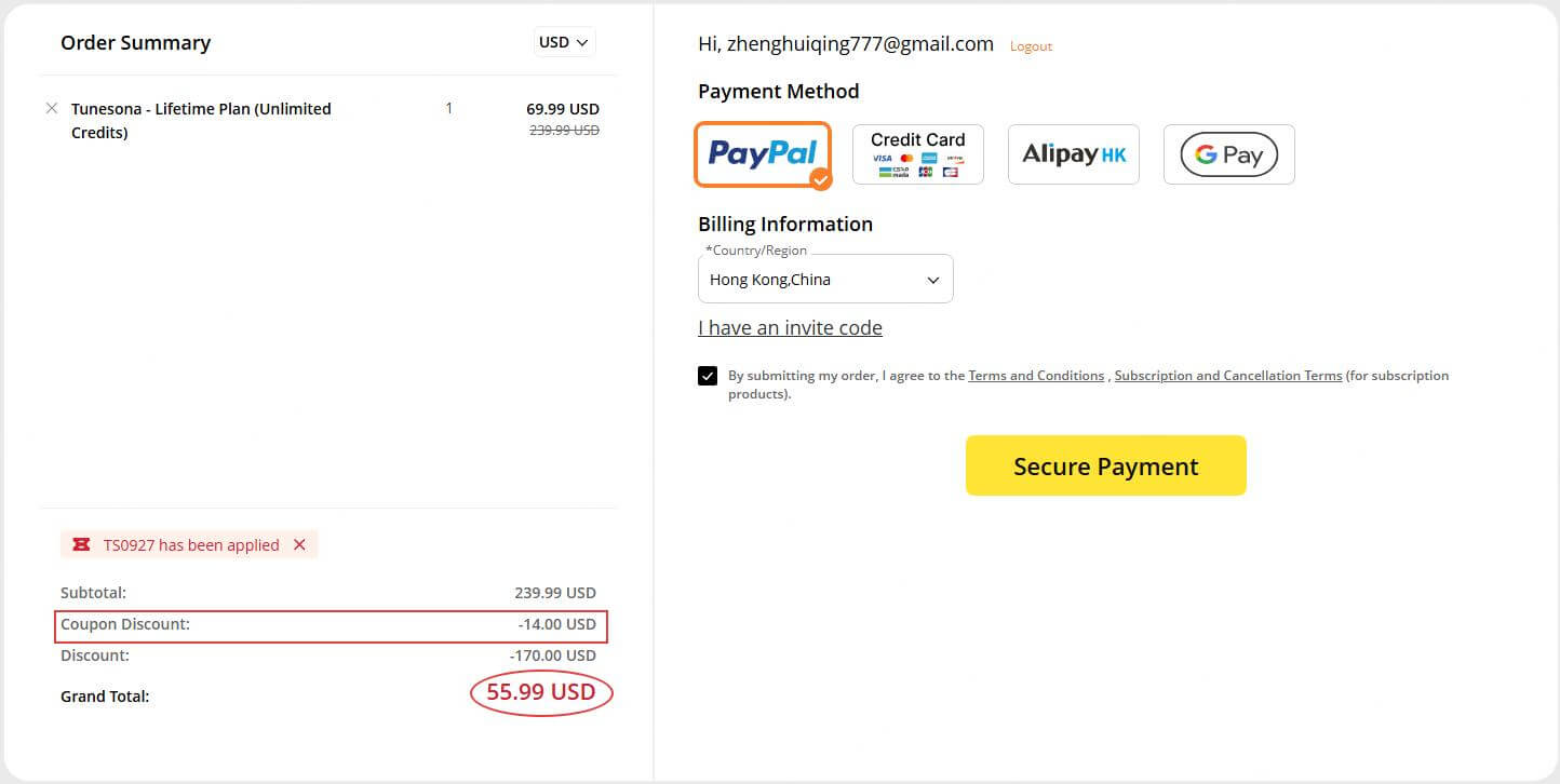 tunesona coupon code check