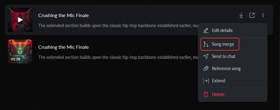 tunesona extend music merge song