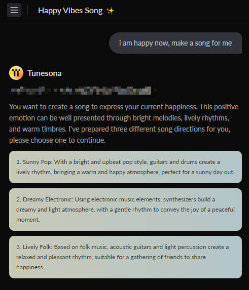 tunesona first chat