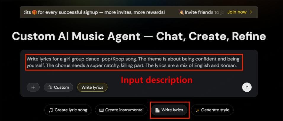 tunesona make a kpop song input ideas
