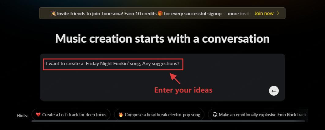 tunesona make fnf song input ideas