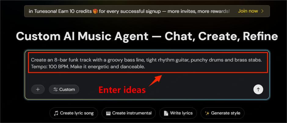 tunesona make funk via chat