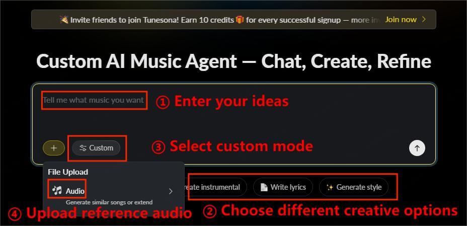 tunesona make click tracks choose mode