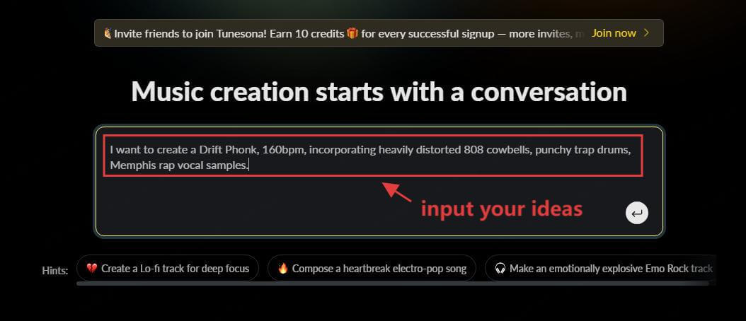 tunesona make phonk input ideas