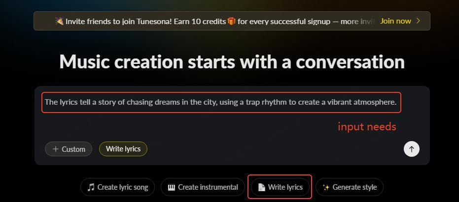tunesona make rap input needs
