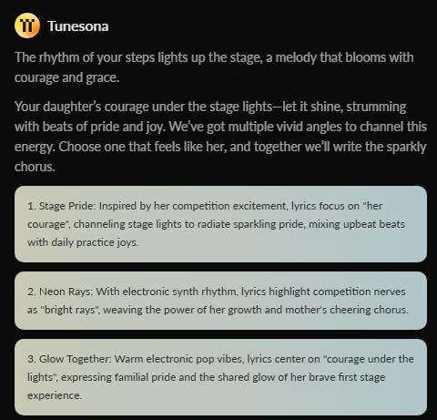 tunesona song idea generator choose lyrics idea