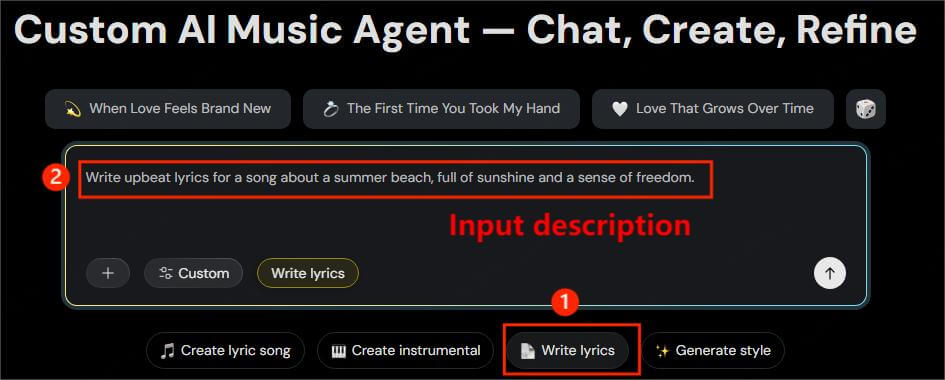 write lyrics input ideas